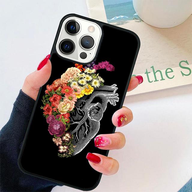Vintage Anatomy Heart Cardiac Brain Nurse Phone Case Cover for iPhone 13 11 12 Pro Max Mini XS XR X 8 Plus 7 SE 2020 6S 5S Coque