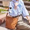 Lizdays Faux Leather Shoulder Bag with B5 Capacity Women's Bucket-Shaped (Gray Beige)
