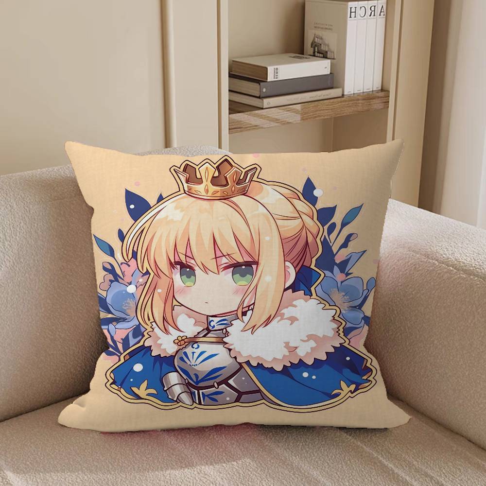 Anime Artoria Pendragon Kuddfodral Bil Prydnadskuddfodral För Soffa Bil Julklapp 40x40cm 45x45cm