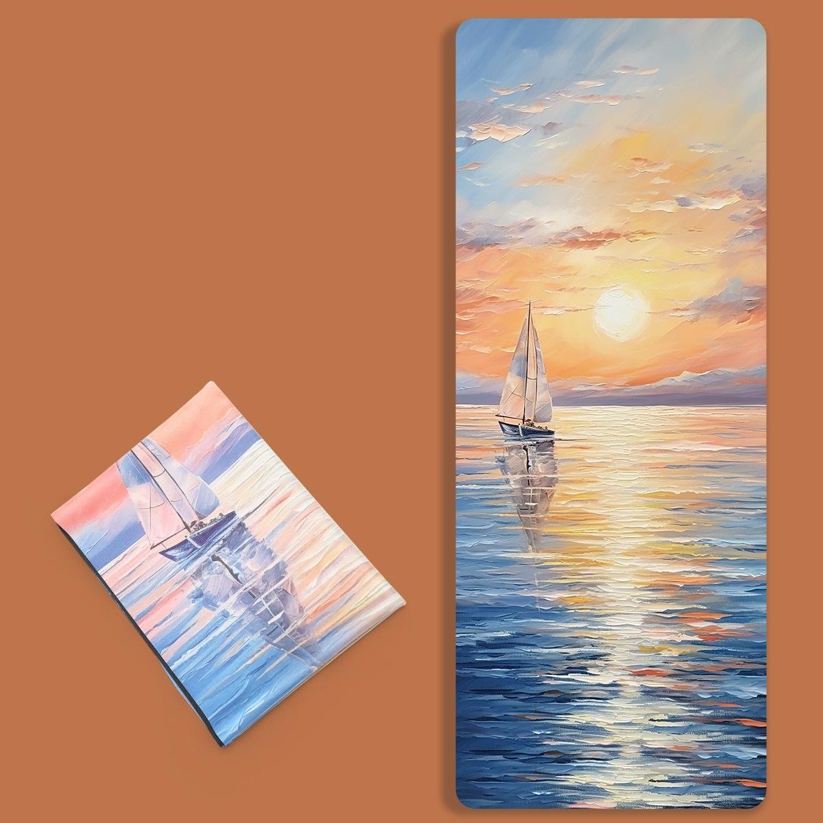 1mm Printed Yoga Towel Nature Rubber Yoga Mat Wear-resistant Yoga Mat Portable Foldable Professional Anti-slip Fitness Mat 1830x680x1.5mm