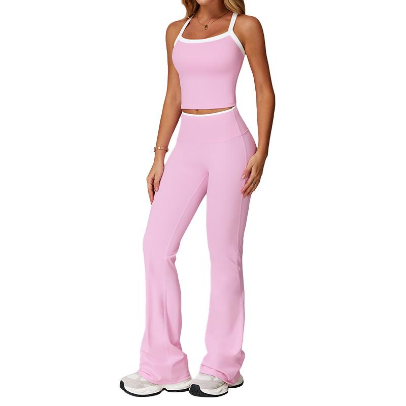 Women's Cross-Strap Yoga Set: Bare-feel, Contrasting Colors, Beautiful Back, Tight Fit for Running, Sports, Fitness 2027