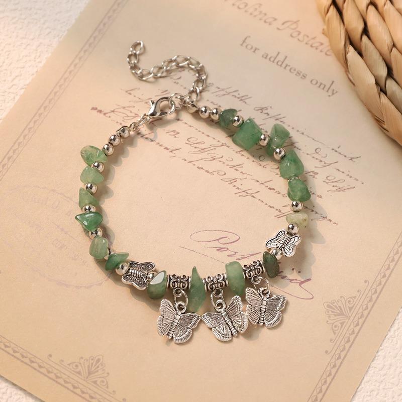 Retro bracelet niche design literary Tibetan silver amethyst butterfly bracelet women's accessories