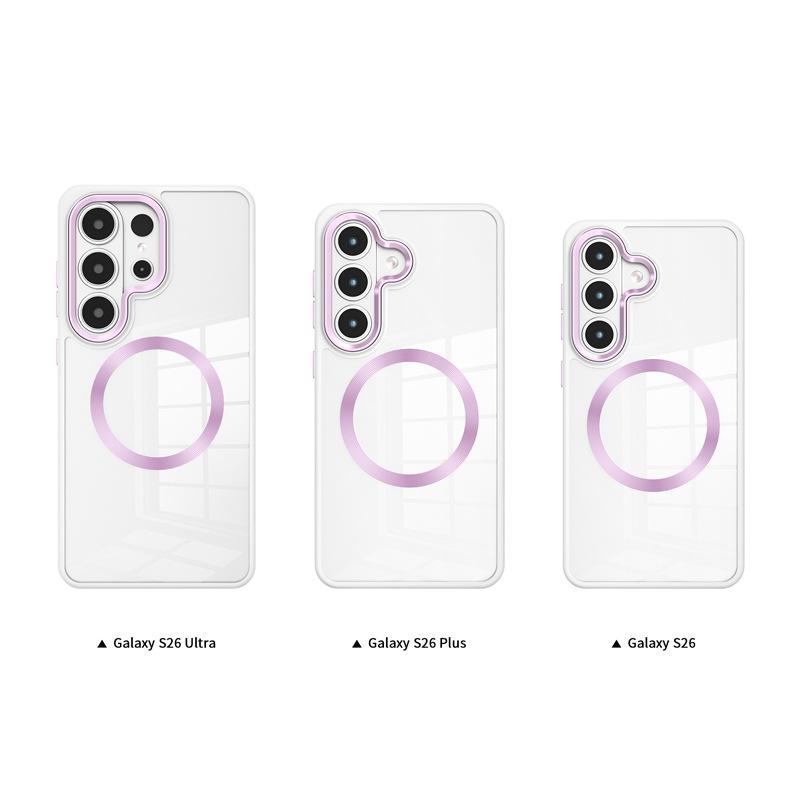 Applicable to Samsung S26 metal CD pattern magnetic mobile phone case Samsung S25 ultra transparent mobile phone case