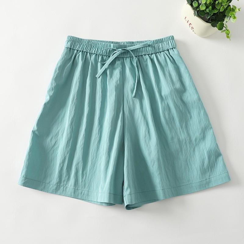2025 summer new loose and thin solid color casual pants for women's literary and versatile drawstring elastic waist cool shorts for women