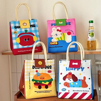 Bolsa Bento Fofa Para Trabalhadores de Escritório Bolsa Tote de Grande Capacidade Bolsa Térmica Cartoon para Conservar Frescos Bolsa Lancheira para Estudantes
