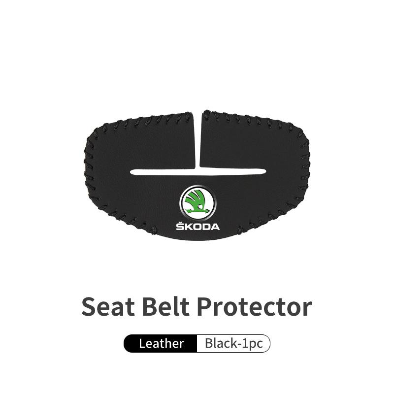 Leather Car Safety Belt Buckle Protector Anti-Scratch Cover Auto Accessories For Skoda Octavia A5 A4 Mk1 2 Fabia Superb Rapid