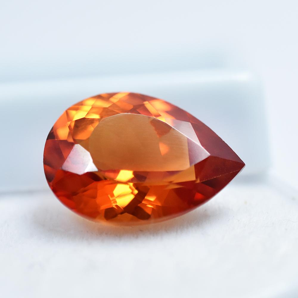 Natural Orange Sapphire Loose Gemstone 7.65 ct Fire Pear Cut September Birthstone for Jewelry Making