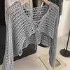 Hollow short knitted sunscreen cardigan women's summer explosion pure lace-up lazy shawl shirt
