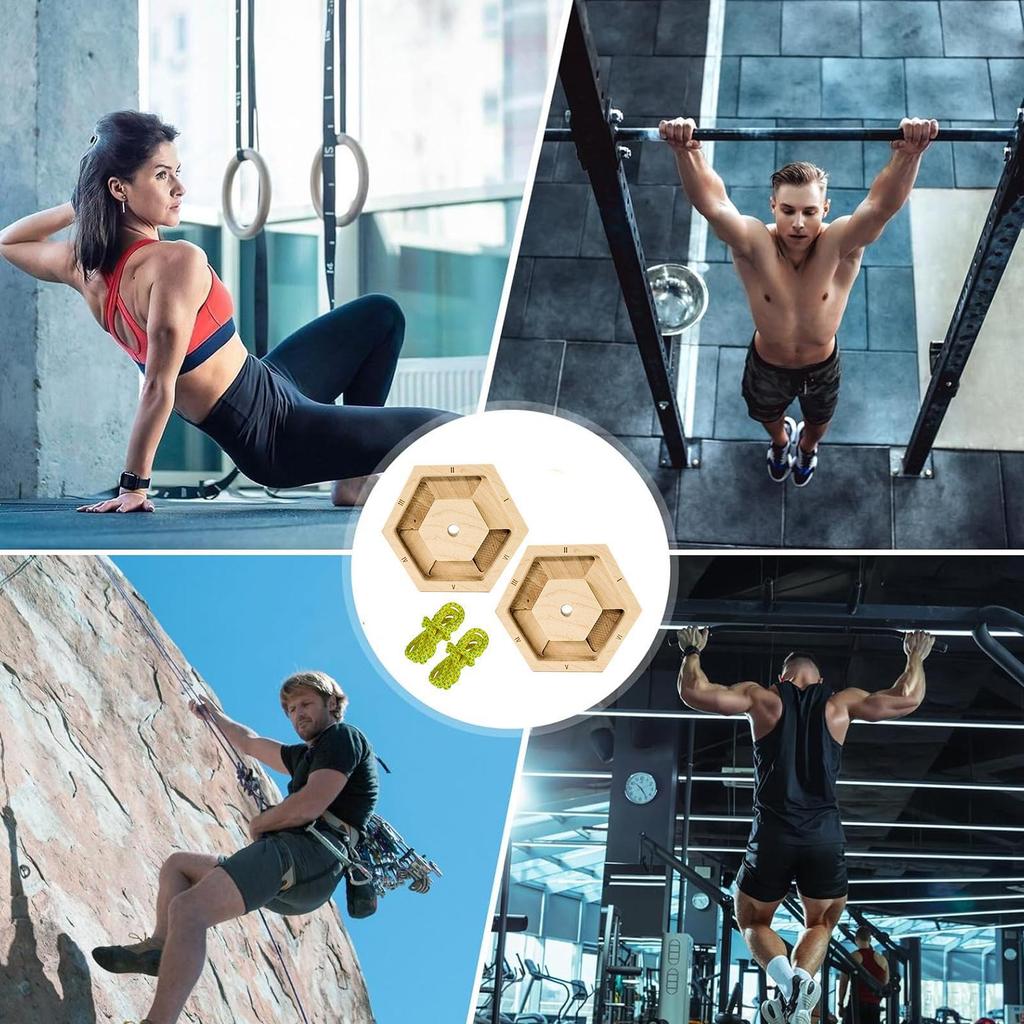 Finger Workout Hexagonal Wooden Forearm Strength Trainer Portable Hangboard For Climbing Fitness Home Exercise Workout Gym