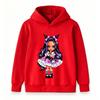Kids Girls Boys Cute Purple Long Hair Cartoon Character Print Hooded Sweatshirt Casual Pullover Hoodie Tops For Children Daily Party Street Wear