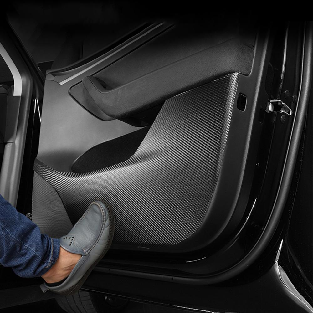 Door Anti-Kick Pad carbon fiber Protector Stickers For Tesla Model 3 Model Y Accessories Car-styling