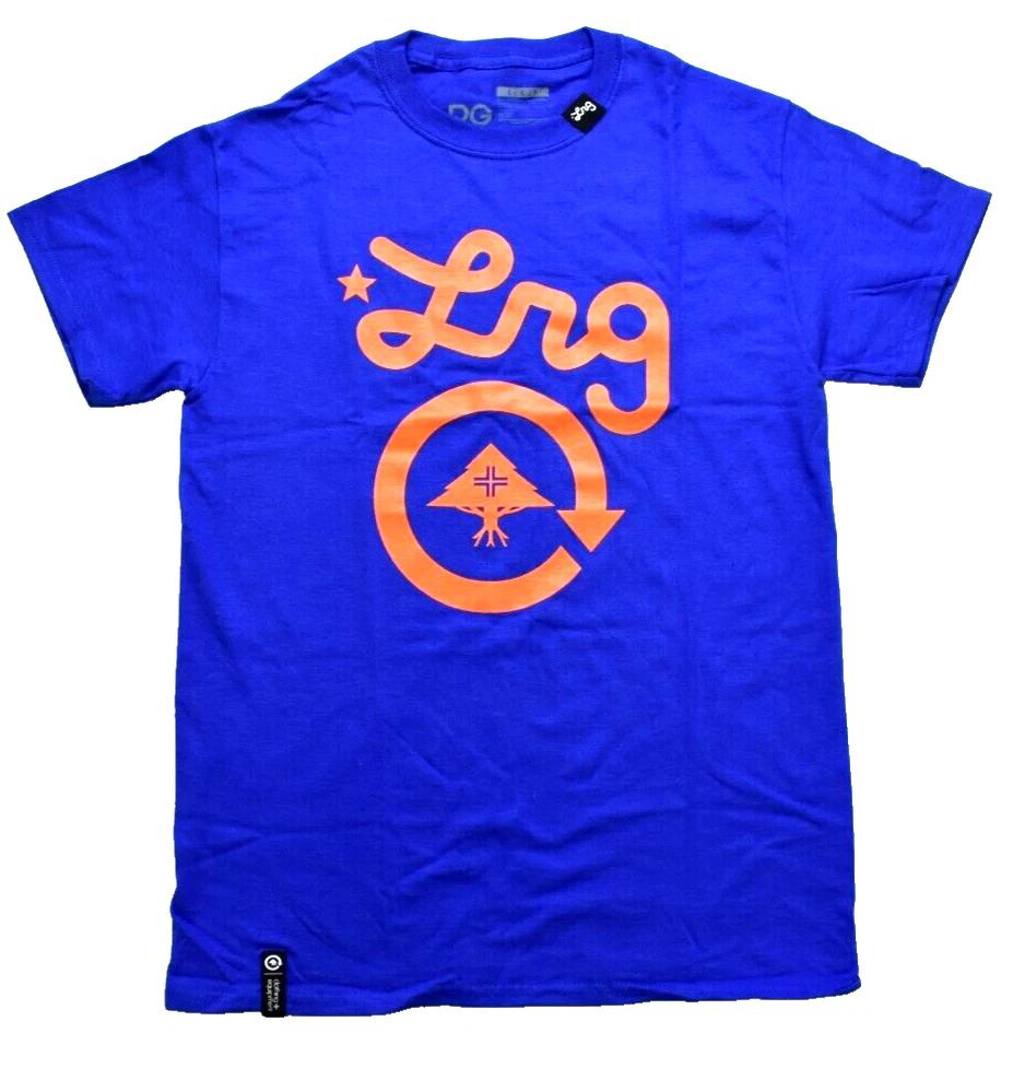 Lifted Research Group LRG Mens Blue Orange Cycle Logo Short Sleeve Shirt NWT S XL