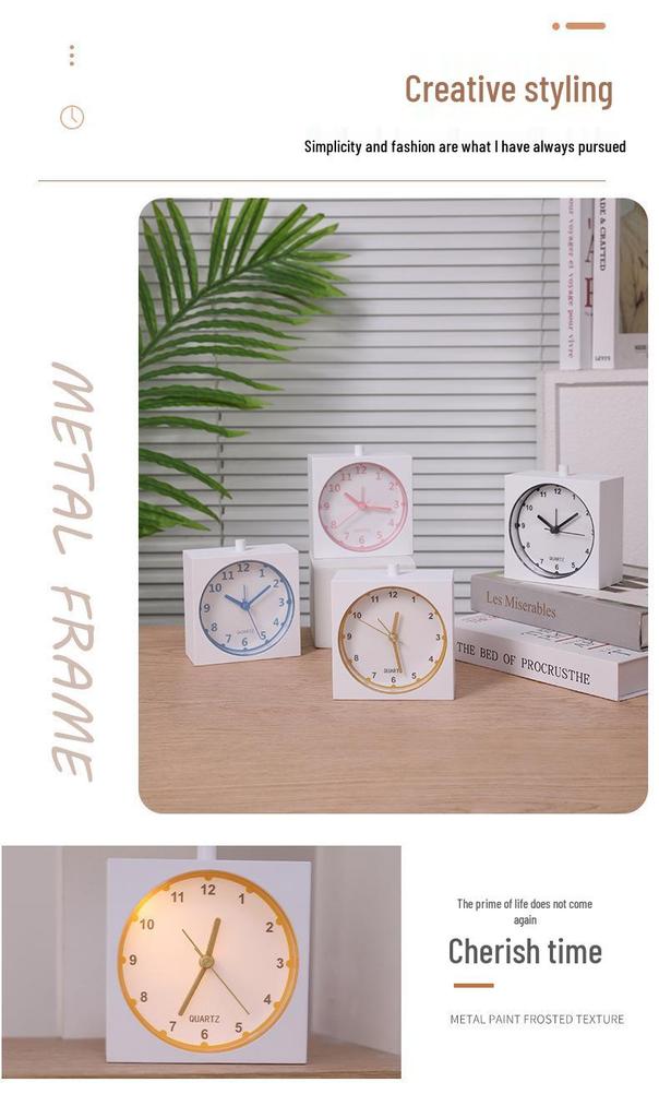 Nordic Style Silent Bedside Alarm Clock with Night Light GH210