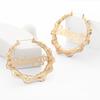 Earrings, Personalized Exaggerated Earrings, Letter Bamboo Earrings, Gold Round Earrings.