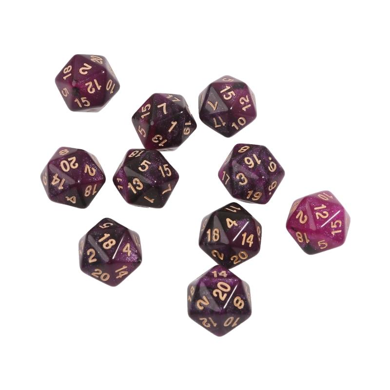 10 Pcs Polyhedral RPG Dice Acrylic 20-Sided Double-Color Game Dice for Aesthetic Conscious Tabletop Player Easy-Use 24BD