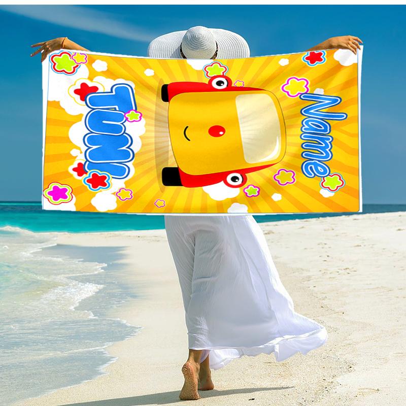 Personalized customized proof beach towel with plim plim pattern - soft, absorbent,quick-drying,perfect swimming,camping&bathing