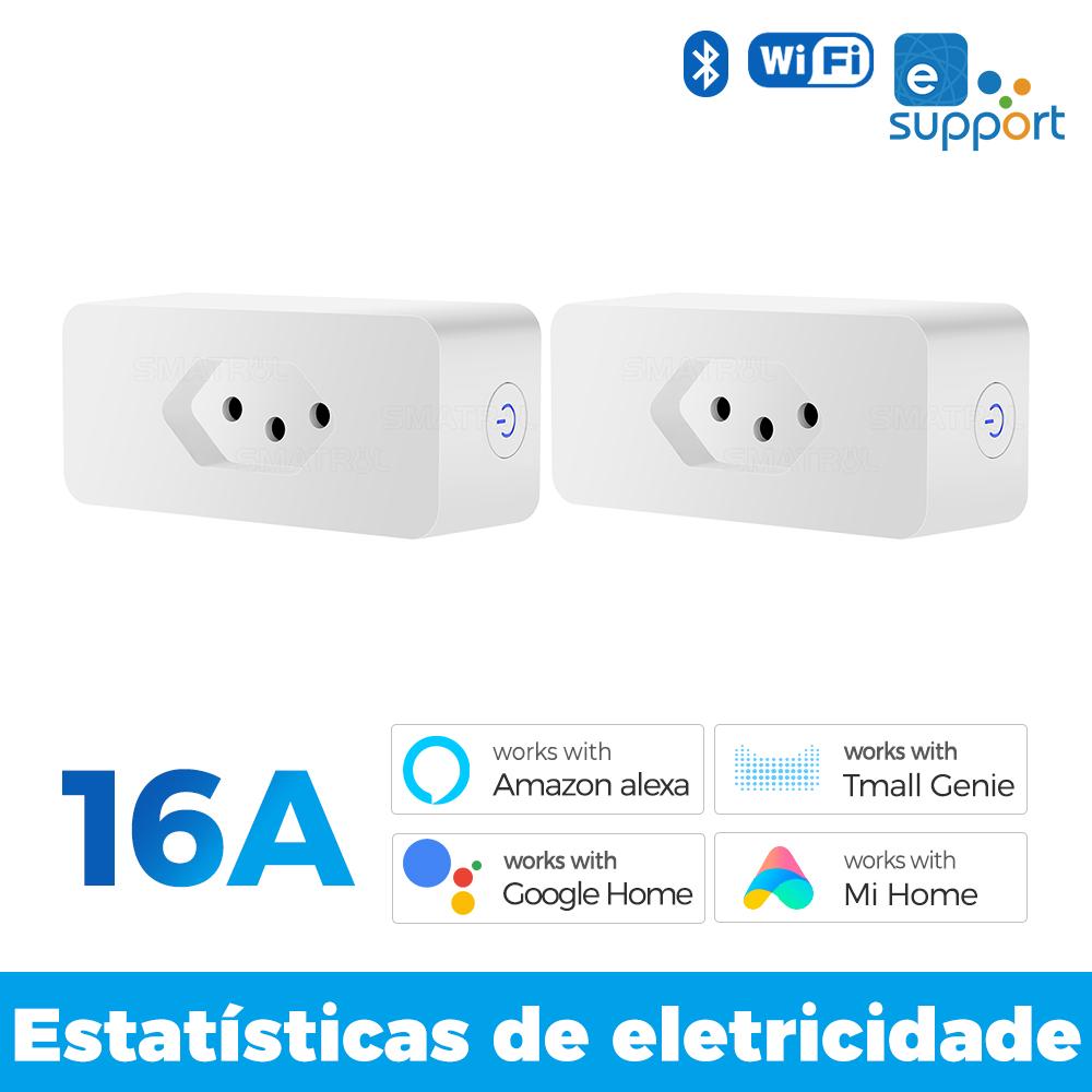 Ewelink Brazilia Monitor de putere 16a Adaptor de priză inteligentă Wifi Telecomandă fără fir Aplicație de sincronizare a temporizatorului de voce pentru Google Home Alexa
