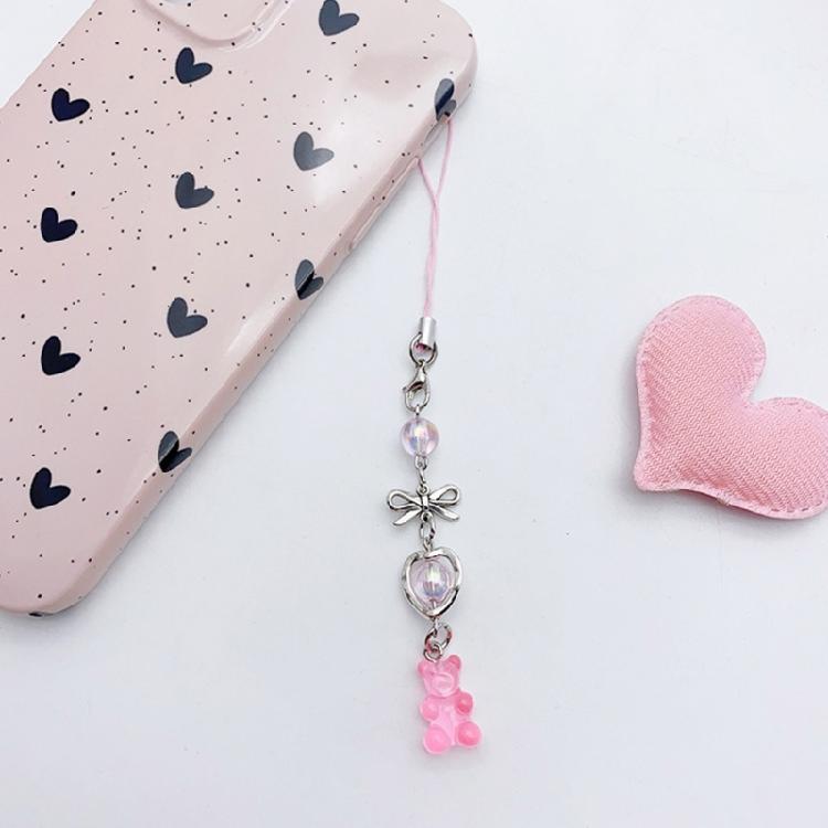 Cute Bear Bowknot Bead Pendants Phone Charm Straps Lanyard Purse Accessories
