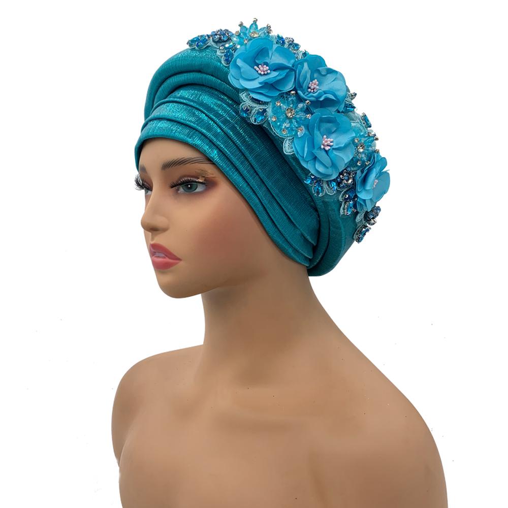 Exquisite Bouquet African Women'S Turban Cap Ready To Wear Nigeria Auto Gele Headtie Female Fashion Head Wraps Turbante Mujer