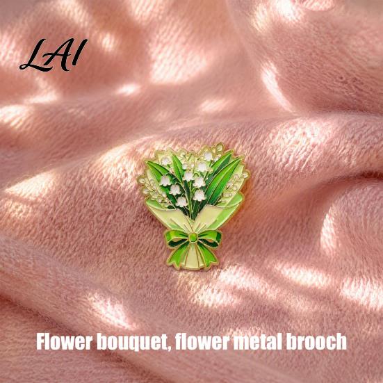 Decorative Metal Lapel Pin Bouquet Brooch for Women Enamel Romantic Flower Jewelry Durable Backpack Hat Decoration Zinc Alloy Floral Coats