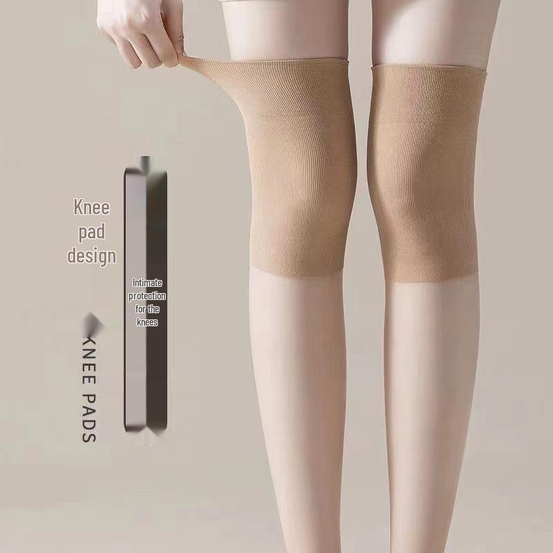 Women's Over-the-Knee Nylon Stockings - Summer Thin, Anti-Snag, Calf-Length, High-Top, with Knee Pads for Air-Conditioned Rooms