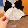 Sweet Lace Big Red Bow Clip Princess Shiny Hairpin Headdress Accessories