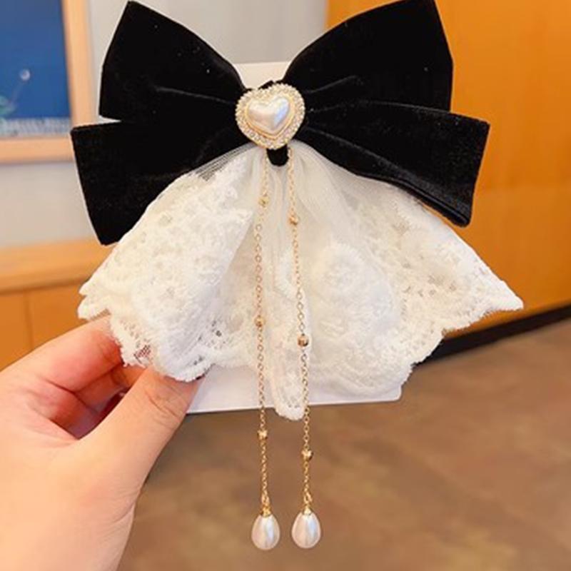 

Милый кружевной большой красный бант-заколка принцесса блестящая шпилька головной убор аксессуары