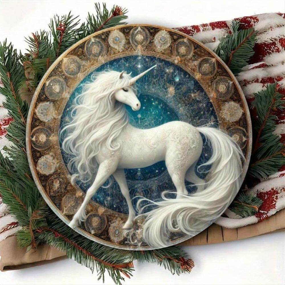 Placca Metallica Vintage Cavallo e Fiori, Decorazione da Parete Stampata 2D per Soggiorno Ufficio