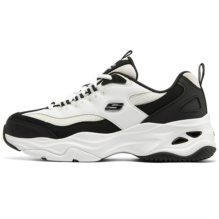 Skechers DLites 4.0 Fabric Synthetic Leather Low Top Dad Sneakers Women sneakers Black White 149492-BKW 35