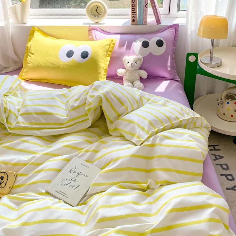 Nordic Sling Bed 150 Bedding Sets Stripes Duvet Cover Set Quilt Cover Bed Sheet Quilt Sets Queen Size INS Blogger Comforter Sets