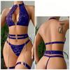 Women's Lingerie Set Transparent Mesh Lace Steel Chain Bra Thong Lingerie Sexy Bra