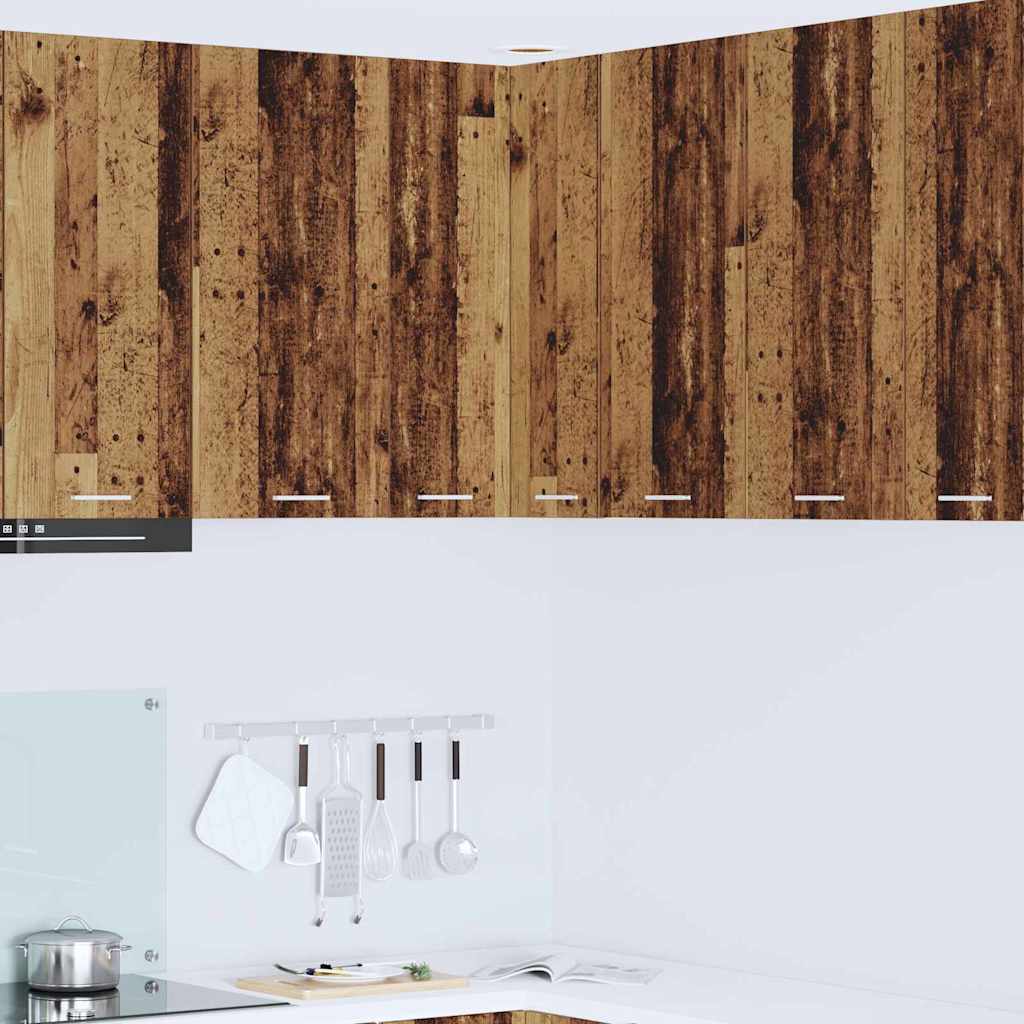 Hanging Cabinet In Vintage Wood and White 57 X 57 X 80 Cm Engineered Wood