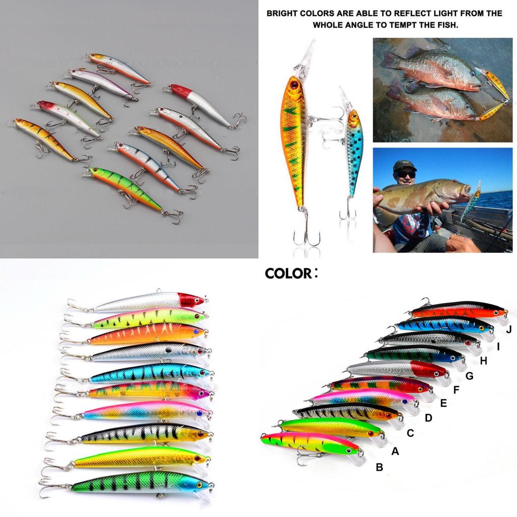 Durable Plastic Fishing Lures Set 10 Colors 8.5g 9.5cm Realistic Minnow Baits
