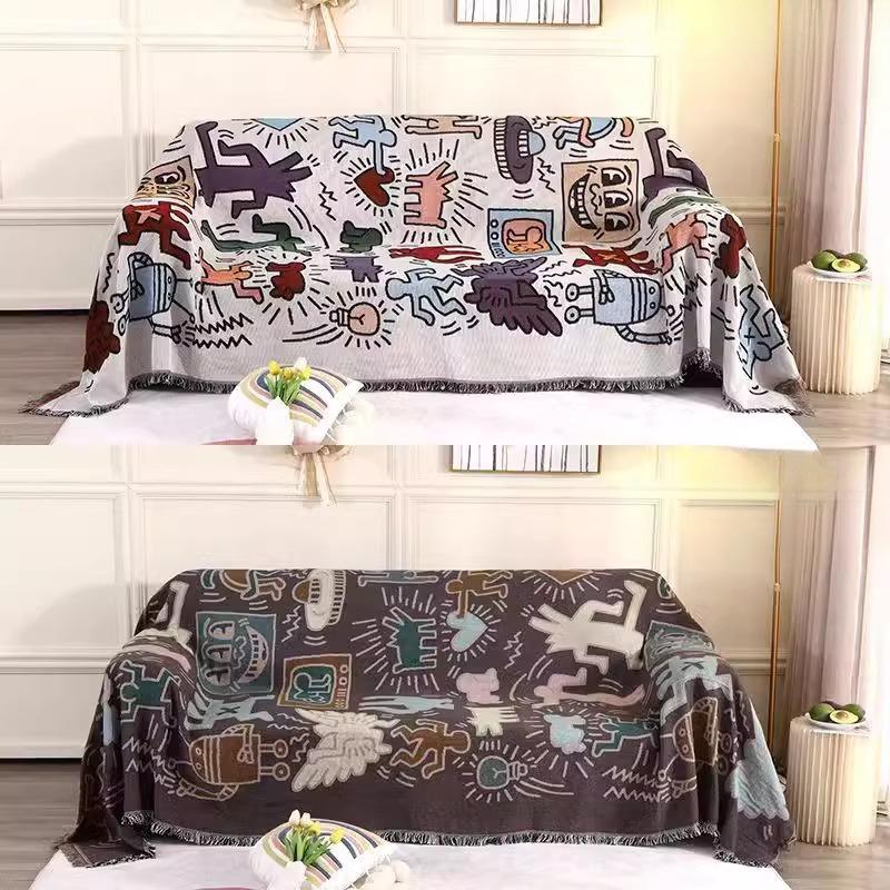 

Полотенце для дивана с граффити в скандинавском стиле Ins, пылезащитный чехол для дивана, полное покрытие, ткань, чехол для дивана, скатерть, декоративное одеяло для кровати и завтрака 90x90cm