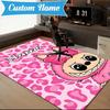 Custom Name Pink Labubu Cute Theme Rug Game Carpet, Floor Mat for Bedroom Living Room Entryway Rug, Home Decor Idea Gift for Christmas birthday