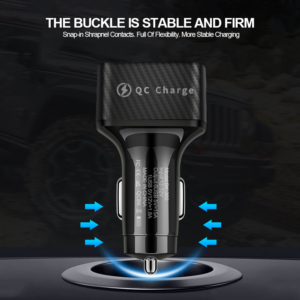 75W 15A 6USB Car Charger Fast Charging Phone Adapter Car For Phone Car Quick Charge