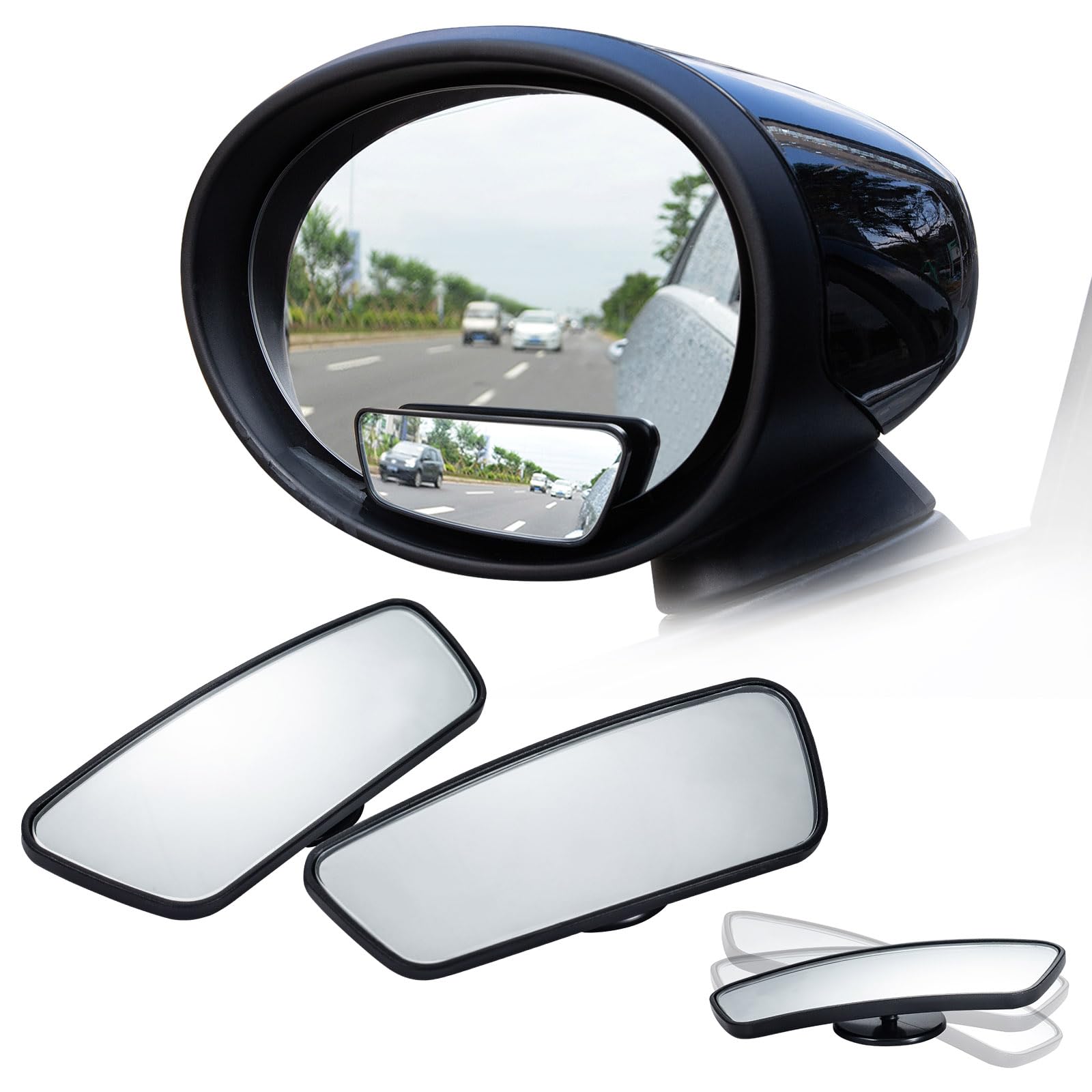 

Blind Spot Mirrors for Cars, 2 Pack Round Frameless Blind Spot Adhesive Rotate Adjustable HD Glass Convex Side Mirror for Car SUV Van Truck Universal Frame