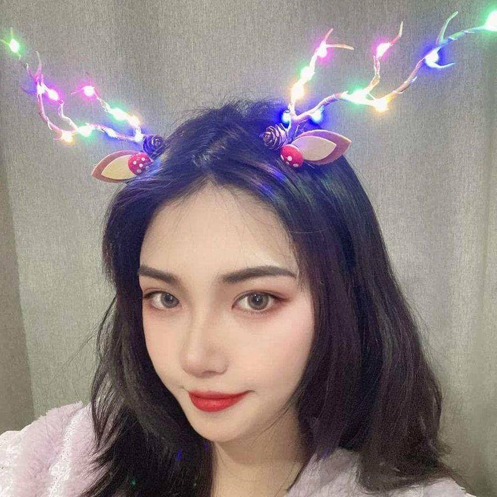 With Led Light LED Christmas Headband Branch Glowing Hair Clip  LED Light Toy