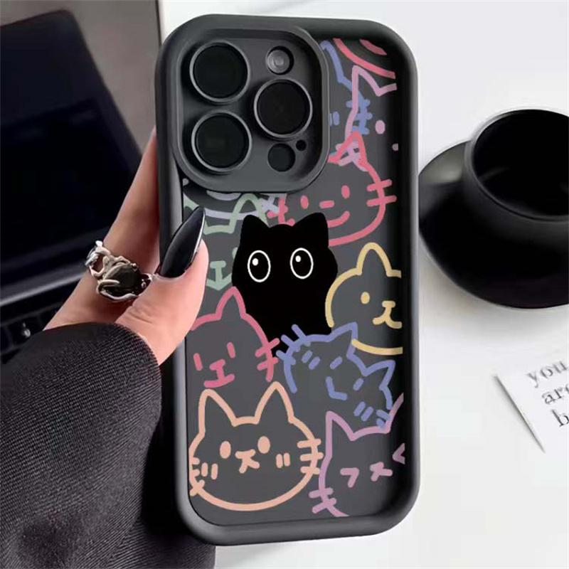 Cute Moon Star Black Cat Phone Case For Xiaomi 15T 14T 17 Pro Max POCO X7 X3 X5 X6 F5 F3 X5 F7 M7 M3 M6 Pro F8 15 Ultra 5G Cover