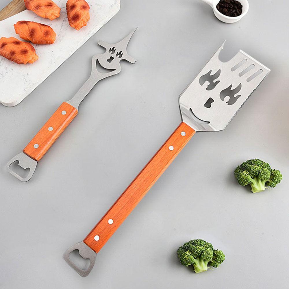 Cat Pattern BBQ Spatula Set Creative Grill Clamp Food Flipping Barbecue Shovel Fork  Barbecue Tool