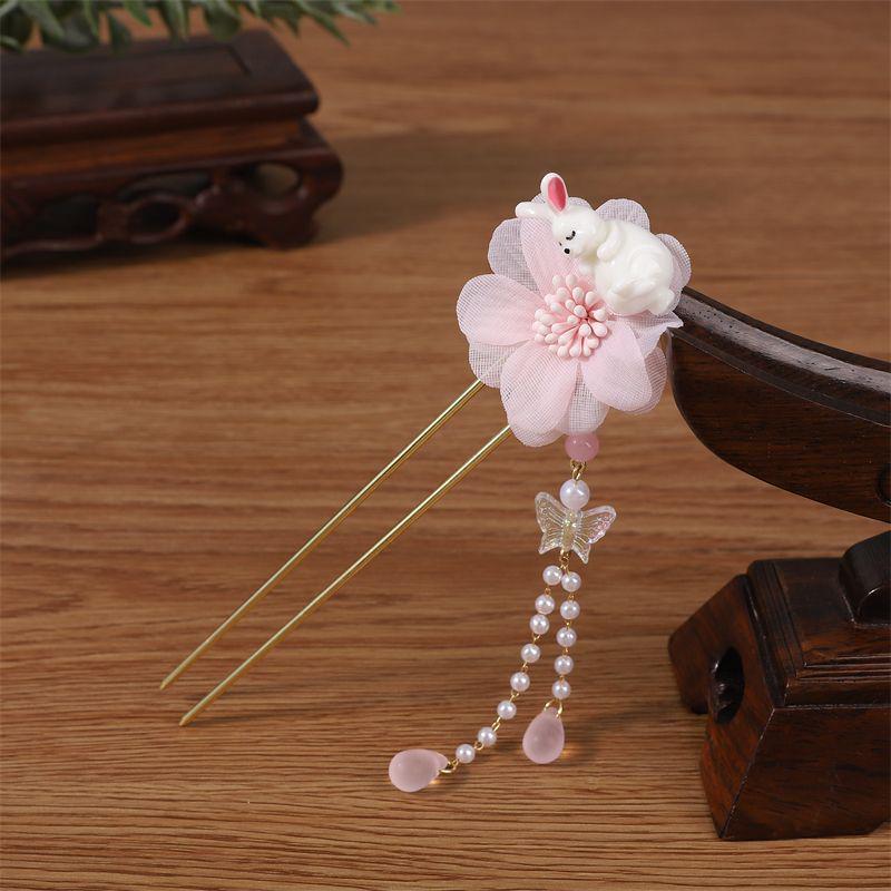 Jadehase Quaste Haarspange: Traditionelles Qipao Hochsteckfrisur Accessoire für Damen