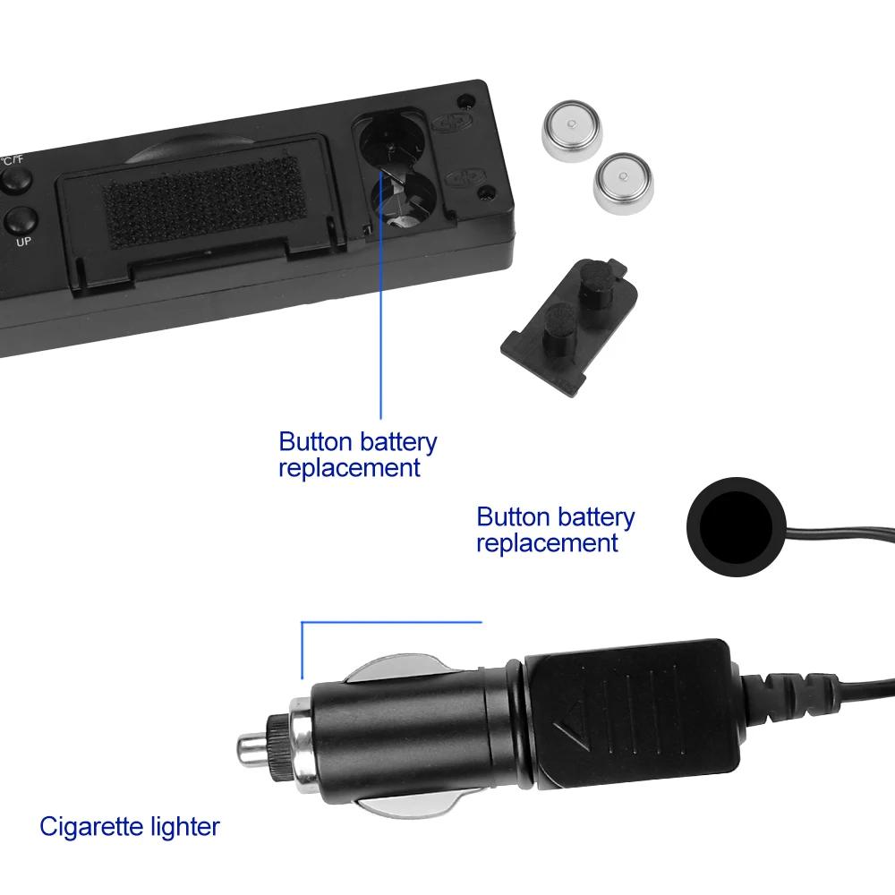 Ceas Auto Electronic Mini 4 ÎN 1 Termometru Temperatură Interioară Exterioară Mașină Monitor Tensiune Baterie Metru cu Soclu Țigară