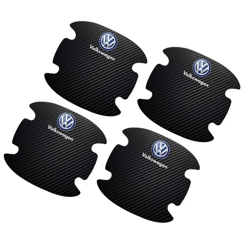 For Volkswagen 4PCS Car Door Handle Protection 3D Sticker Emblem Car Accessories For Volkswagen Golf-6 7 4 5 POLO Passat B5 B6 B