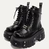 Women Men Punk Boots Platform Personalized Design Shoes Leather Cool Boots Retro Chunky High Quality Lace Up Casual Outdoor Shoes