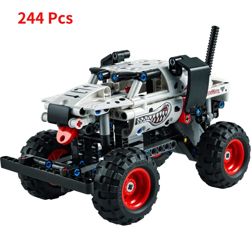 LEGP Technical Monster Off Road Vehicle Building Blocks Set 2 in 1 Stunts Pull Back Car Children Toys For Boys Christmas Gifts