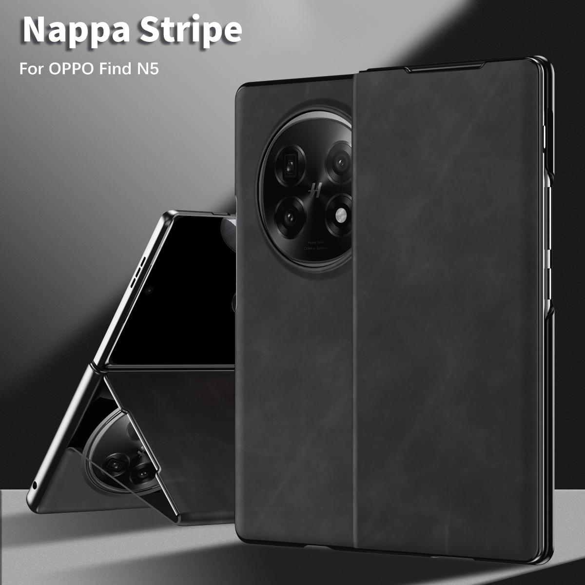 

For Oppo Find N5 5G Case Drop Proof Stand PU Leather Phone Cover Brown