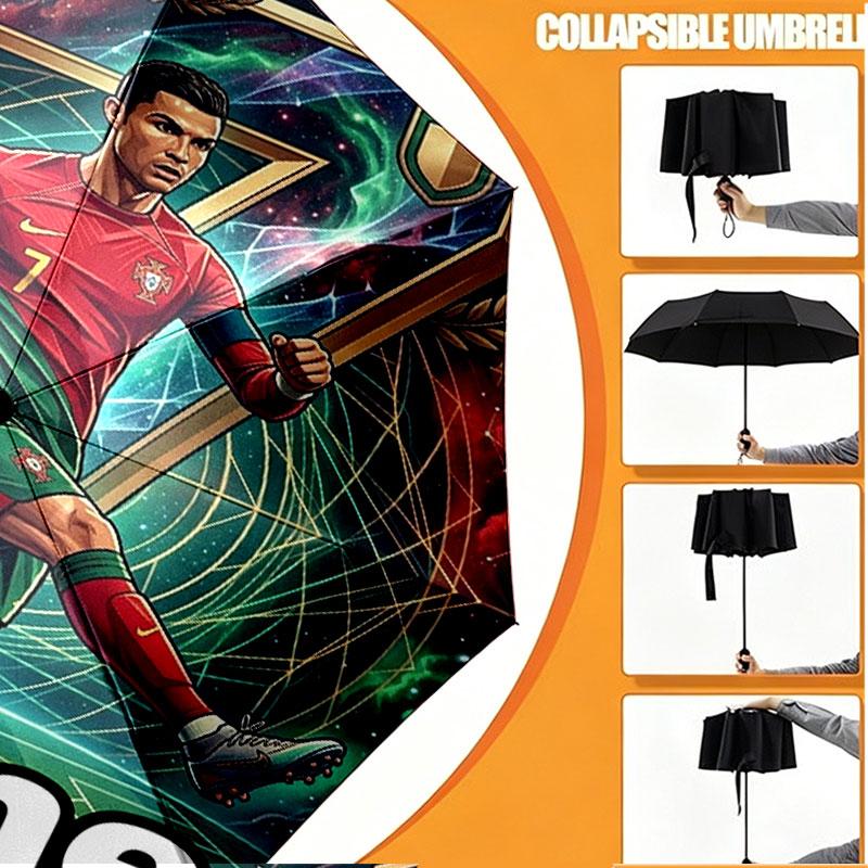 Parapluie Personnalisé Nom Cristiano Ronaldo Imprimé, Ouverture/Fermeture Automatique, Structure Robuste à 8 Baleines, Utilisation Quotidienne Camping Randonnée, Cadeau d'Anniversaire