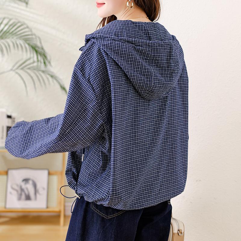 DIMANAF 2025 New Autumn Blouse Plus Size Plaid Hoodie Women Shirt Tops Fashion Loose