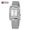 OFNS Elegant Women's Square Dial Watch: Simple Niche Bar Markers, Waterproof, Luxury Diamond Inlaid Quartz.