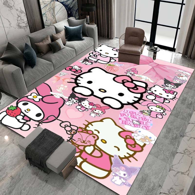 3DHello Kitty Cartoon Character Non-slip Rug for Living Room, Suitable for Bedrooms, Playrooms, Sofas, Home Decor Doormats.6